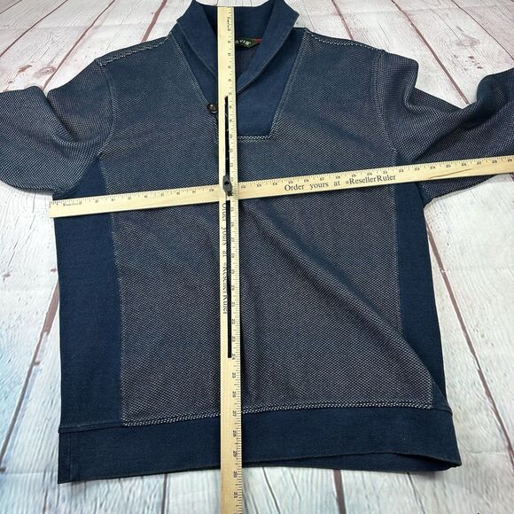 Orvis Cowl Neck Blue Stretch Military Pullover Sweater Mens Large - Picture 6 of 9